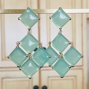 Kendra Scott Vintage Chalcedony Gold Tatum HTF Rare Earrings